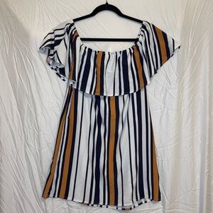 Striped Off The Shoulder Forever 21 Dress - Women’s Small